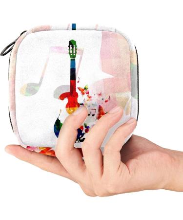 Stylish Menstruation Bag with Zipper for Women & Girls - Butterfly Music Guitar Design - Ideal for Napkins & Tampons - Buy Online on GoSupps.com