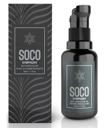 SOCO Botanicals Face Oil Serum - Anti Aging Organic Elixir for Face and Eyes with Sea Buckthorn  Argan  Rosehip & CoQ10  Neroli & Immortelle Essential Oil Blend