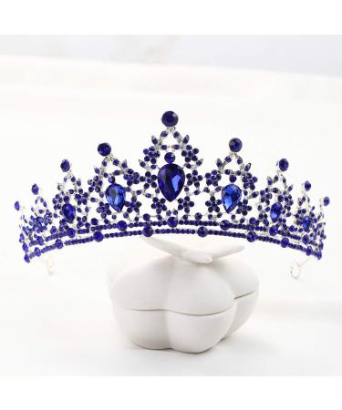FORSEVEN Crystal Wedding Crown Tiara - Rhinestone Decor Headband for Women & Girls - Blue Princess Bridal Hair Ornament - Buy Online on GoSupps.com