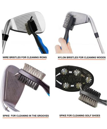 Golf Club Brush and Groove Cleaner Set with 2ft Retractable Zip-line - Black & Blue - Buy Online on GoSupps.com