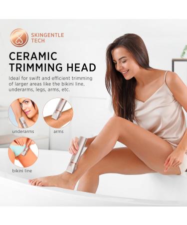Electric Bikini Trimer Shaver for Women - 2 in 1 IPX7 Waterproof Hair Removal Kit - Rechargeable Facial and Body Hair Remover (Rose Gold) - Buy Online on GoSupps.com
