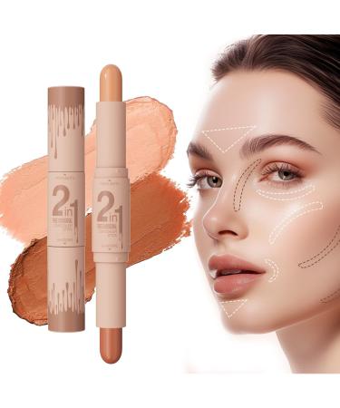 New 2 Colors Professional Makeup Wonder Stick - Face Shaping & Contouring Stick, Double-Headed Highlight Contour Stick (#02)