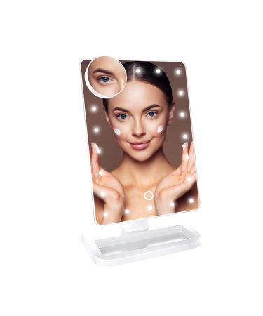 Impressions Touch XL Dimmable LED Makeup Mirror with Wireless Bluetooth  Dressing Mirror with 5X Magnifying Glass and Flip Power Switch (White)