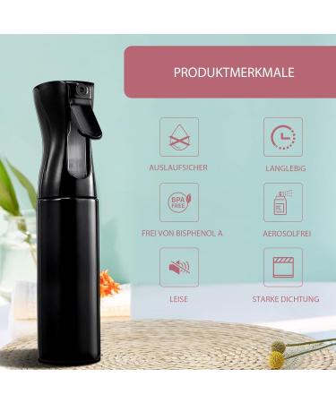 Xianglongy Spray Bottles for Hair: 200ml & 300ml Refillable Continuous Fine Mist Black Hair Spray Bottles - Buy Online on GoSupps.com