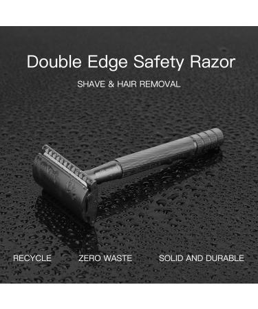 CSB Double Edge Safety Razor | Eco-Friendly Metal Razor for Men & Women | Brass Handle Zinc Alloy Head | 20 Blades Included | Matte Black | Zero Waste Reusable - Buy Online on GoSupps.com