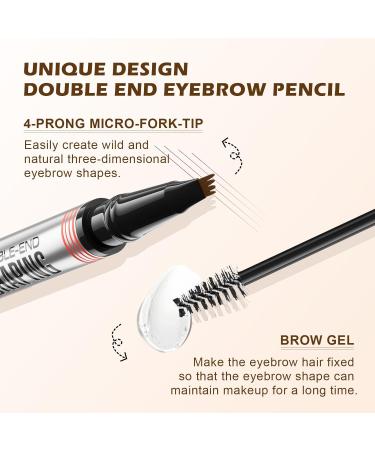 DAGEDA 2-in-1 Eyebrow Pen and Eyebrow Gel Magic Eyebrow Pencil with 4 Fork Tip Waterproof Microblading Eyebrow Pen Brow Gel Long-Lasting Natural Eye Brow Pen For Defining Brows 03 Grey - Buy Online on GoSupps.com