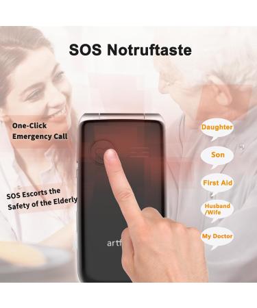 Artfone F30 4G Senior Flip Phone for Elderly - Dual SIM, Easy to Use, SOS Button, Charging Dock - Grey - Buy Online on GoSupps.com