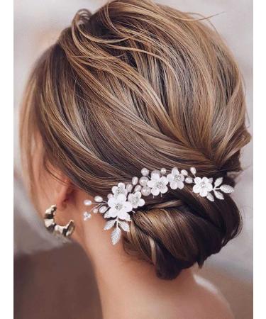 Earent Bride Wedding Flower Pearl Hair Pins - Pack of 3 | Bridal Hair Accessories for Women and Girls - Buy Online on GoSupps.com