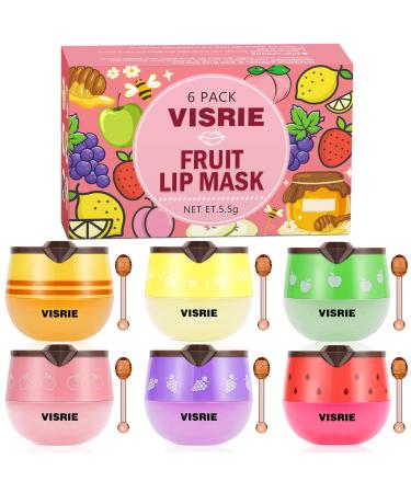 6 PCS Bee Lip Balm Lip Mask Honey Pot Moisturizing Lip Sleeping Mask for Dry Chapped Lips with Propolis Honey Balm Lip Balm with Stick 1 Count (Pack of 6)
