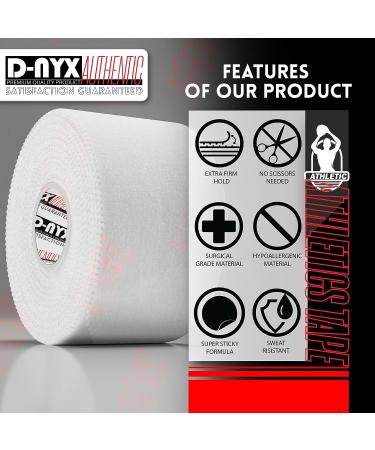 White Athletic Sports Tape 1.5in x 45ft/Roll - Extra Long & Strong | Easy Tear, No Residue | Ideal for Athletes & Trainers - Best for Fingers, Ankles, Wrists - Buy Online on GoSupps.com