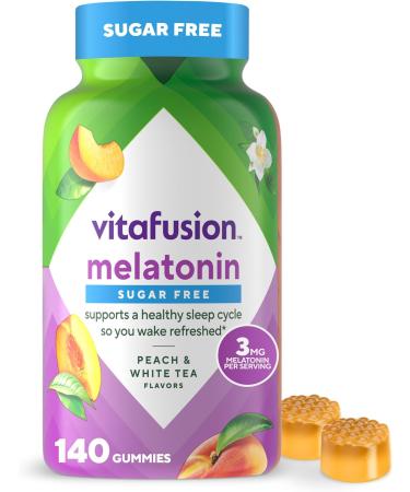 VitaFusion Melatonin Sugar Free Natural White Tea & Peach Flavors 140 Gummies - Buy Online on GoSupps.com
