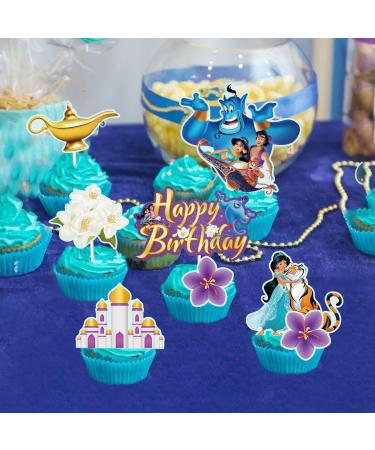 8pcs Jasmine Cake Decorations Jasmine Birthday Cake Topper Decorations with Jasmine Magic Lamp Flying Carpet Arabian Princess Party Supplies For Girls Kids Birthday Baby Shower Party Favors Purple - Buy Online on GoSupps.com