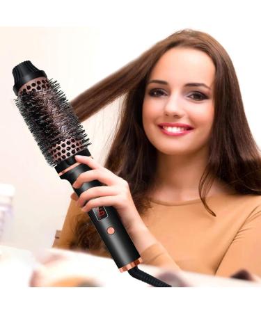 Hair Curler Straightening Brush - Ceramic Tourmalines Barrel Household Hair Curling Comb | Adjustable Heated Portable Hair Curler Brush Fine Thick Hair Round Curling Iron for Girls Travel Hair Style - Buy Online on GoSupps.com