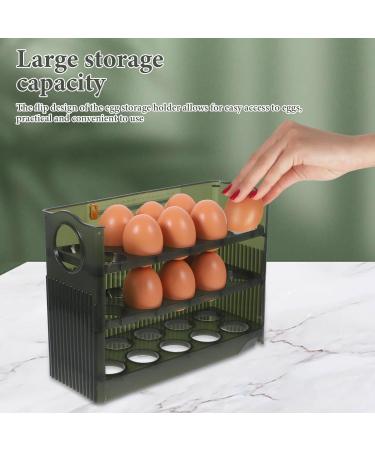 Mikikit Fridge Egg Rack Egg Storage Box Egg Holder 3 Layers Egg Stand Fridge Door Egg Rack Egg Carton Egg Tray re-usable Green 26.00X20.00X10.00CM - Buy Online on GoSupps.com