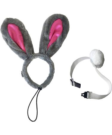Midlee Easter Bunny Large Dog Headband and Tail - Gray & Pink Rabbit Ears - Buy Online on GoSupps.com