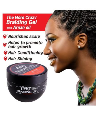 MORE Crazy Conditioning Shining Braiding Gel - Extra Extreme Hold for All Hair Types | Nourishing Argan Oil & Scalp Care | 10.1 Fl Oz - Buy Online on GoSupps.com