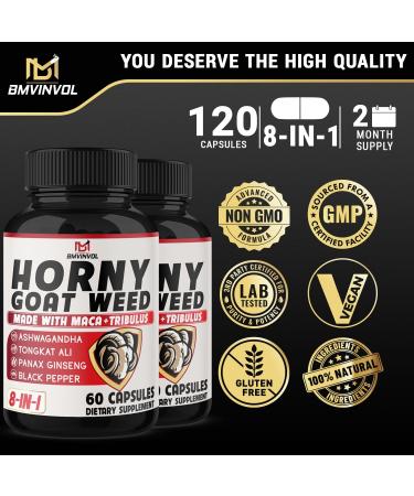 Horny Goat Weed Capsules - 14000mg Herbal Blend with Maca, Tribulus, Ginseng - 120 Capsules - Performance & Energy Support - Buy Online on GoSupps.com