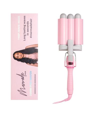 Mermade Hair PRO Waver 32mm I Triple Barrel Deep Waver Curling Iron Beach Waves Crimper (32mm, Pink) 32mm Pink