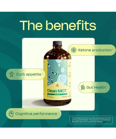 LevelUp Clean MCT Oil - 100% Caprylic C8 for Energy Focus Gut Health Brain Superfuel - Keto Supplement for Ketogenic Coffee and Ketones - Non-GMO (32 oz Glass Bottle) 32 Fl Oz (Pack of 1) - Buy Online on GoSupps.com
