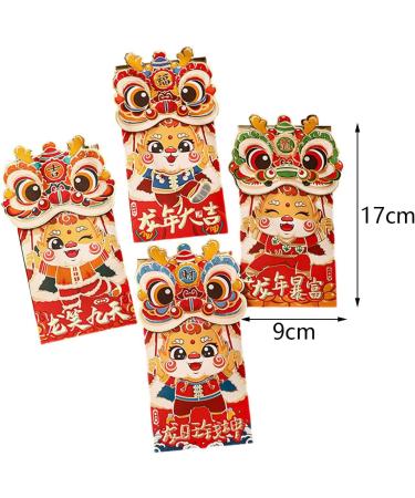 Milageto 4Pcs New Year Red Envelopes Hong Bao Hongbao Lucky Envelopes New Year Gifts Red Packets Dragon Red Envelopes for Graduation A Style A - Buy Online on GoSupps.com