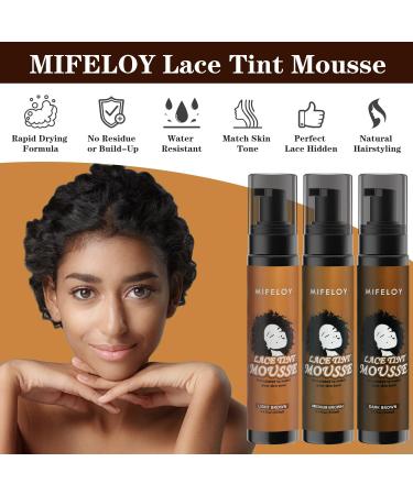 Lace Tint Melting Hair Mousse 100ml - Mocha Medium Brown Foam Spray for Lace Front Wig, Toupees, & Hair Pieces - Natural Finish Edge Control - Women's Cosplay Wigs Tool Set - Buy Online on GoSupps.com