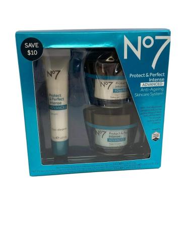Boots No7 Protect & Perfect Intense Advanced 3 Piece Skincare System Serum Day & Night Cream SPF15