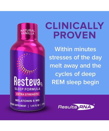 Results RNA Resteva Rx Sleep Aid: Delicious Fast-Acting Liquid Formula. Relaxing Mind & Body Promoting deep Sleep. Wake Refreshed with no Grogginess. Naturally sweetened 12 Pack 0.16 Fl Oz (Pack of 12) - Buy Online on GoSupps.com