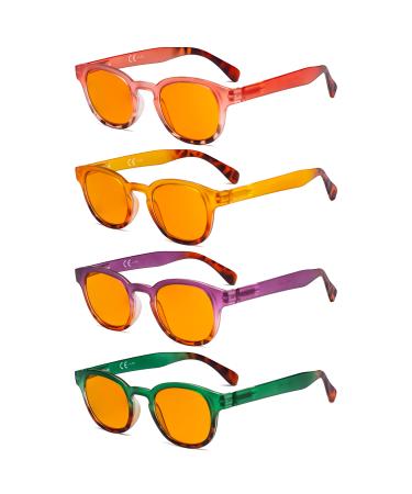 Eyekepper 4 Pack Ladies Computer Glasses - Blue Light Filter Readers for Women Anti Glare Reading Glasses Orange Tinted +2.00 +2.00 Blue Light Blocking-b98-4 Pairs