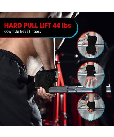MANUEKLEAR Leather Weightlifting Wrist Straps - Black | Cushioned Wrist Loop for Deadlifts, Powerlifting, Heavy Shrugs | Men/Women - Buy Online on GoSupps.com