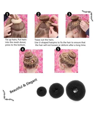 19pcs Girls Donut Hair Bun Maker Set with Bobby Pins - Women Hair Bun Kit for Ponytail Styling - Buy Online on GoSupps.com