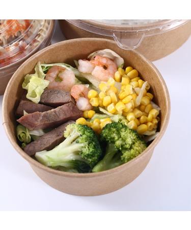 20 Pack Paper Bowls with Lids Disposable Soup Bowls Kraft Paper Bowls Large Salad Bowls Bulk Round Food Containers Take Out Boxes for Hot/Cold Food (25 oz) - Buy Online on GoSupps.com