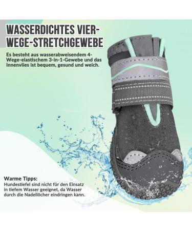 Slowton Waterproof Dog Shoes - Non-Slip Boots for Small/Medium Dogs - Reflective Velcro Fastener - Winter Paw Protection - Gray Size 2 (4 Pieces) - Buy Online on GoSupps.com