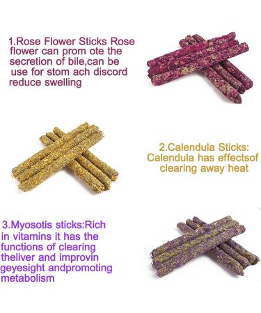 Hand-Woven Barley Ears Rabbit Grass Mat | Edible Stuff for Rabbits Guinea Pigs & Hamsters | 4 Pieces with Rose Ringflower & Forget-Me-Not Sticks - Buy Online on GoSupps.com