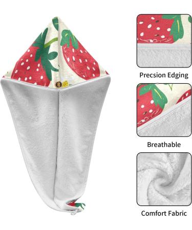 Red Strawberries Hair Towel 2 Pack - Super Absorbent Quick Dry Turbans for Women & Girls - Buy Online on GoSupps.com