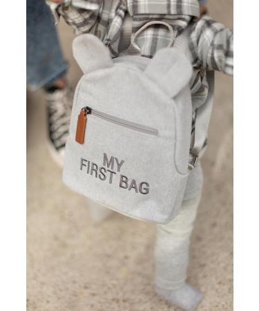 Childhome Children's Backpack | Baby School & Kindergarten Bag | Water Repellent 2 Compartments Lunchbag/Bottles Removable Safety Buckle - My First Bag in Light Gray - Buy Online on GoSupps.com