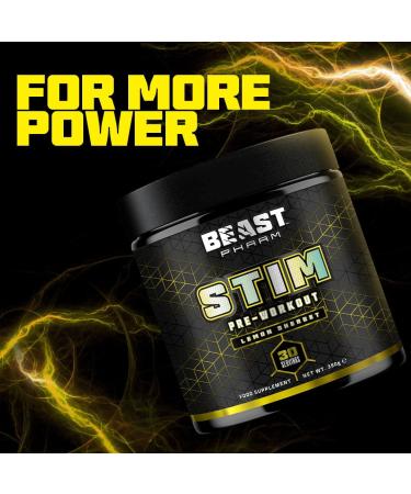 Beast Pharm STIM Pre Workout 390g - Lemon Sherbet Flavor | 30 Servings - Buy Online on GoSupps.com