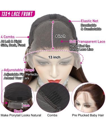 Hermosa 13x4 Brown Lace Front Wig - 22 Human Hair, Pre-Plucked, 180 Density, Baby Hair, #4 Color - Buy Online on GoSupps.com