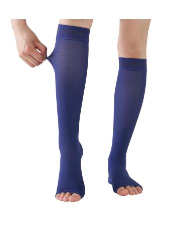 Dark Blue Open Toe Compression Socks 15-20mmHg | Toeless Compression for Swelling Relief & Varicose Veins | XL Size - Buy Online on GoSupps.com