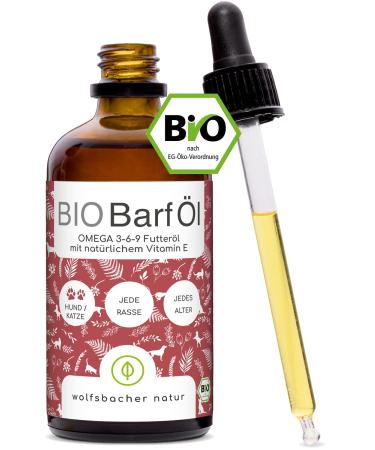 Organic barf feed oil for dogs and cats 100ml cold pressed out |Hemp oil linseed oil evening primrose oil chia oil pumpkin seed oil olive oil |Organic from Germany-rich in vitamin-e barf oil de- ko-060 100 ml