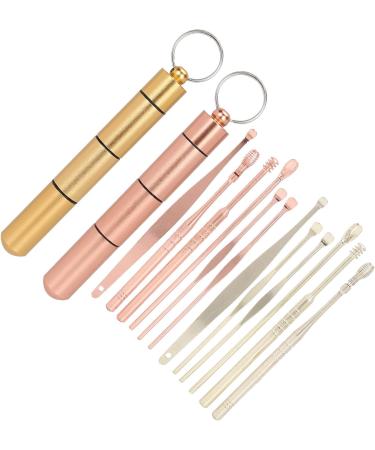 Stainless Steel Earwax Remover Kit - Ear Spoon Scoop & Wax Pick - Rose Gold+Gold | Earwax Cleaning Tool - Buy Online on GoSupps.com