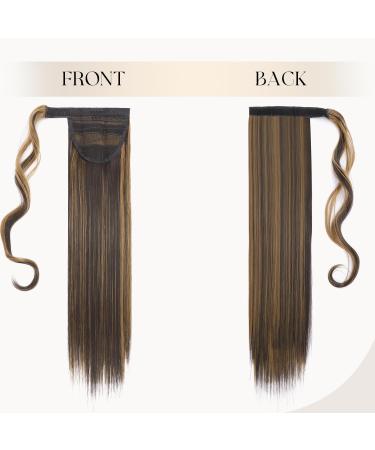 S-noilite Trendy 23 Straight Wrap Around Ponytail Clip in Hair Extension Dark Brown & Sandy Blonde 23 Inch - Buy Online on GoSupps.com