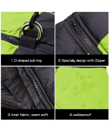 Warm Waterproof Dog Coat for Small to Medium Dogs - Windproof Winter Jacket with D-Ring - 2XL Green - Buy Online on GoSupps.com