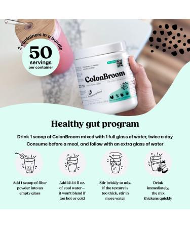 ColonBroom Psyllium Husk Powder - Colon Cleanse for Bloating Relief & Gut Health - Fiber Powder Drink - Easy to Mix - Vegan, Gluten Free, Non-GMO - Strawberry (100 Servings) 10.05 Ounce (Pack of 2) - Buy Online on GoSupps.com