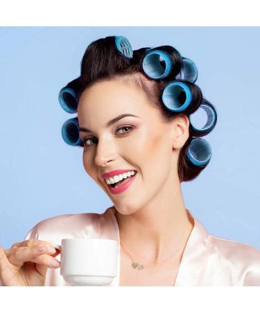 Jumbo Heatless Hair Rollers Set for Long Hair - 24 Packs (Blue) with Clips & Comb - Buy Online on GoSupps.com