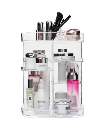 Boxalls Makeup Organizer 360 Degree Rotating Storage, Multi-Function Clear Carousel Cosmetic Organizer with 5 Layers Large Capacity, Great for Countertop Vanity Bathroom Bedroom, Square Shape
