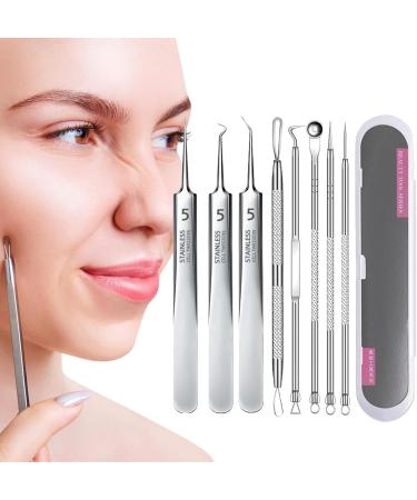 Stainless Steel Tweezers Set | 8 Facial Hair & Black Heads Ingrown Hair Remover | Tool High Precision Eyebrow Splinter & Ingrown Hair Removal Eyebrows Plucking for Women Men - Buy Online on GoSupps.com