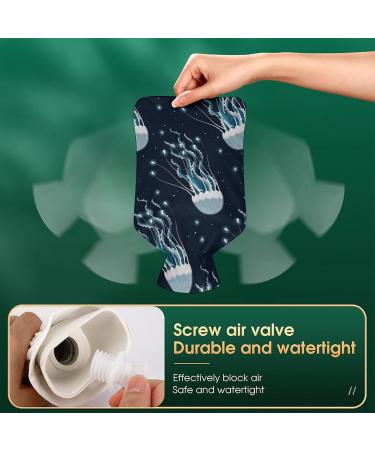 Hot Water Bottle with Lid - Jellyfish Pattern Rubber Bag for Pain Relief Cramps & Foot Warmer - Hot & Cold Therapy - Buy Online on GoSupps.com