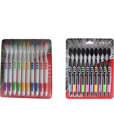 Soft Bamboo Coal Toothbrush Set for Adults - Antibacterial Fine Bristles Travel-Friendly | Eco-Friendly & Gentle Care for Men & Women - Buy Online on GoSupps.com