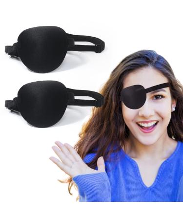 joaoxoko Eye Patches for Adults 2 Pcs Medical Eye Patches for Amblyopia Lazy Eye Patches for Left or Right Eyes Black 3D Adjustable Eyepatch (Two Blacks)