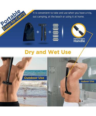 Men's DIY Body Shaver: Curved Head, Long Handle, 25c Razor Replacement - Say Goodbye to Embarrassing Back Hair! - Buy Online on GoSupps.com